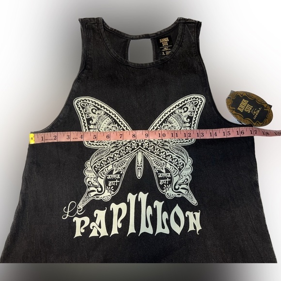 O’Neill Anna Sui flutter Tank Top Distressed Black Women, Size Small - Picture 4 of 7